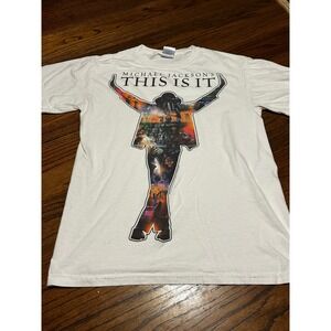 Michael Jackson This Is It Graphic T-Shirt White Gildan Heavy Cotton Small